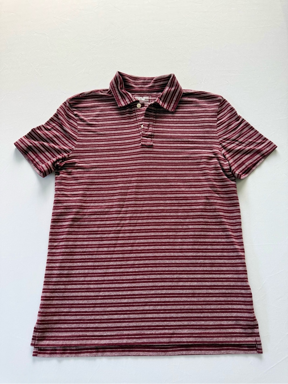 American Eagle Outfitters Maroon and Light Gray Striped Polo